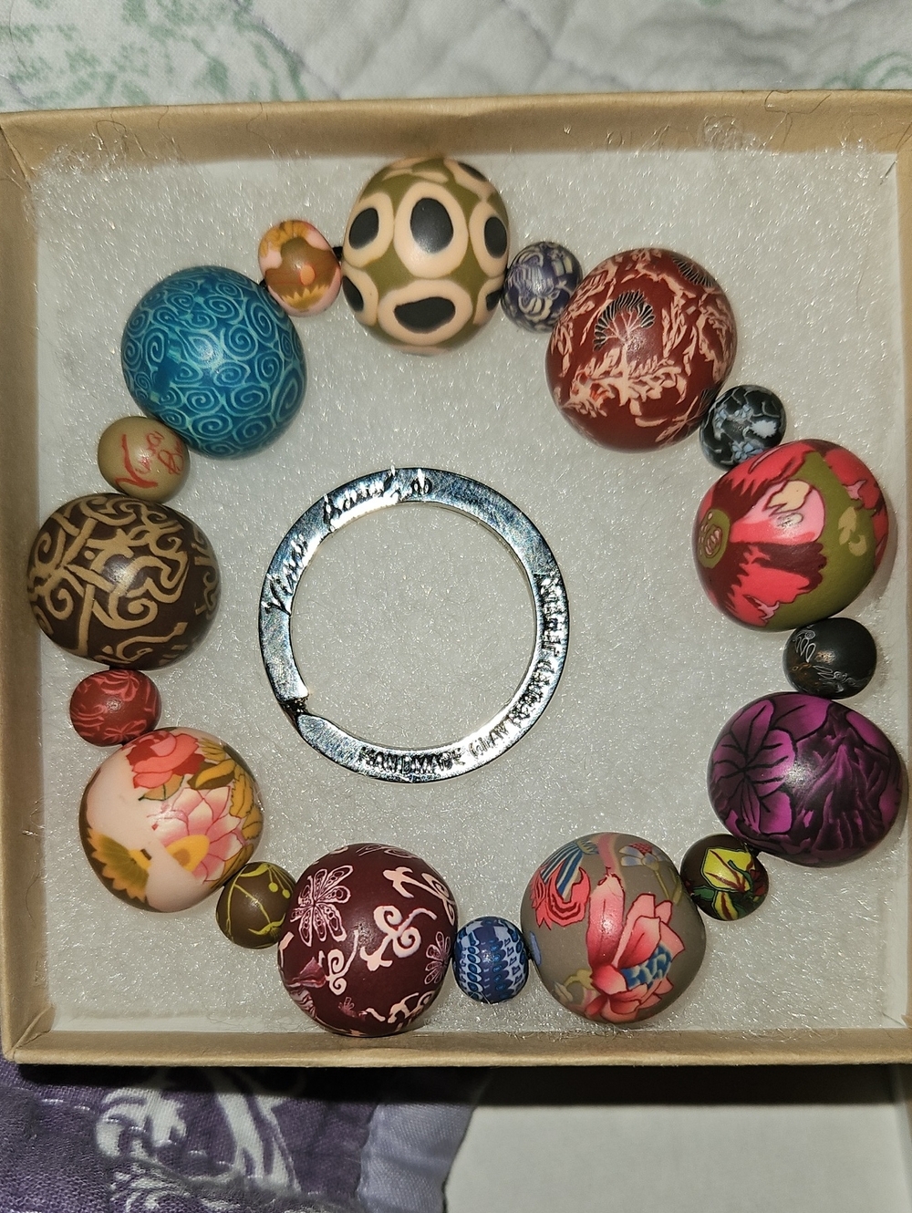 Viva Beads Multicolor Floral & Pattern Clay Bead Stretch Bracelet